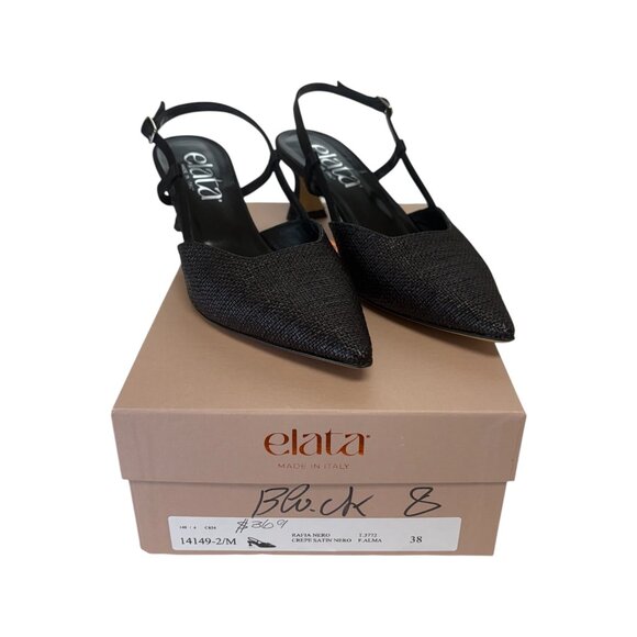 Elata Raffia Black Patent Leather Slingbacks (8) - Picture 3 of 3